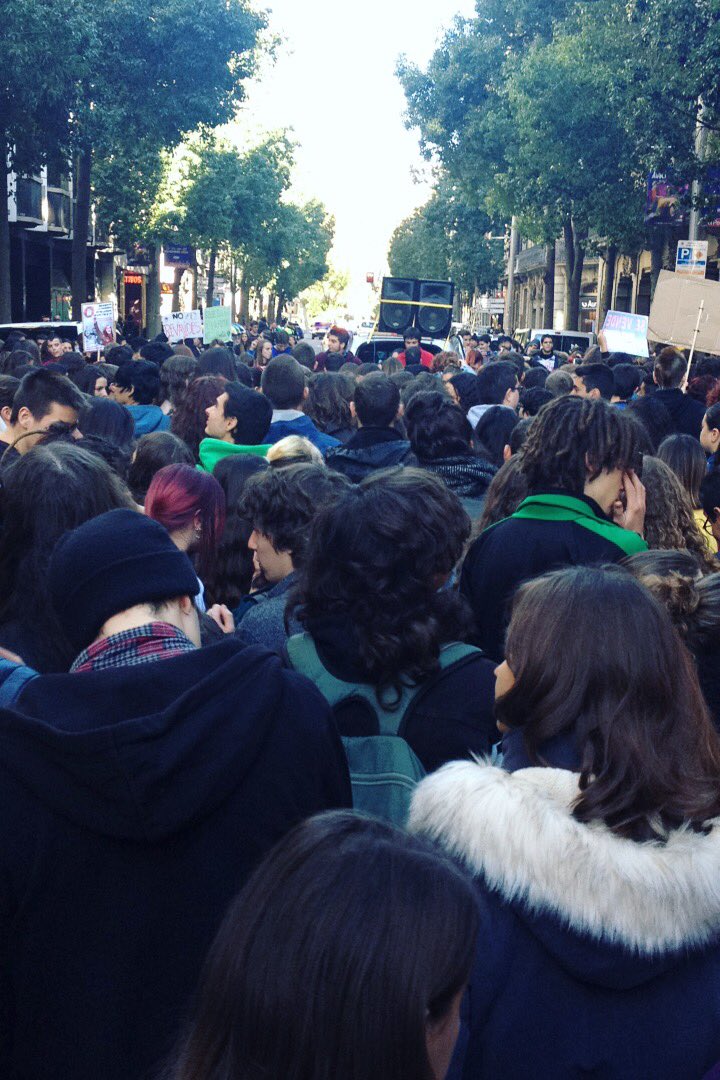 AdaColau's tweet photo. Els estudiants es manifesten avui contra LOMCE i revàlides. Tot el meu suport. L'educació pública i de qualitat és un dret i cal defensar-lo https://t.co/zbzz0t7pTT