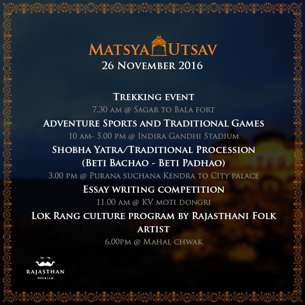 my_rajasthan's tweet photo. Begin Day 2 with a trek and end on a cultural note. #MatsyaFestival has a lot planned for you! https://t.co/PX2r5ObWnA