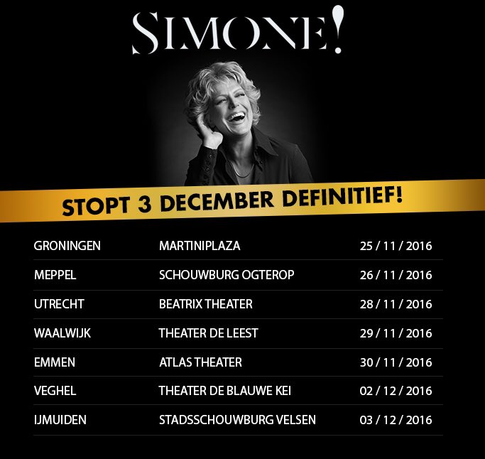 Na een prachtige tournee stopt SIMONE! definitief op 3 december!