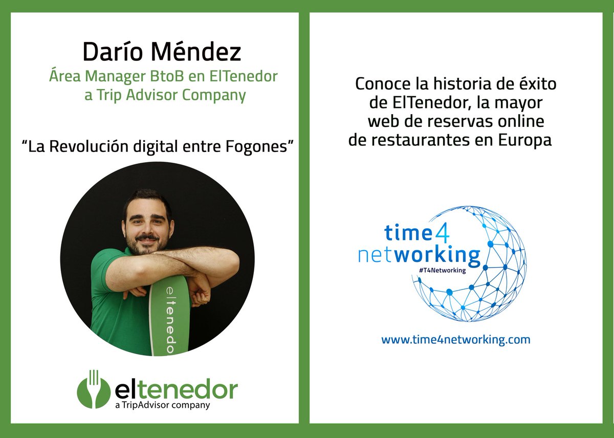 DarioMendezF's tweet image. Allí nos vemos esta tarde, no os lo perdáis! #T4networking @Referencia_2 @t4networking @eltenedor