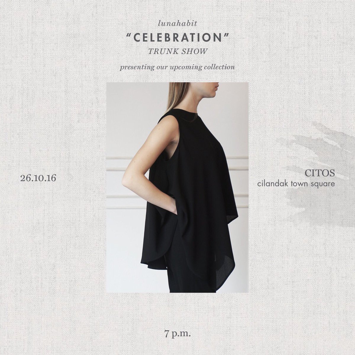 LunaHabit's tweet photo. Come &amp; see the first ever Luna Habit #festive collection trunk show 😍

🗓 26 November 2016
🗺 @townsquarecilandak
⏱ 7PM sharp

Don't miss it! https://t.co/A30o7oh60d