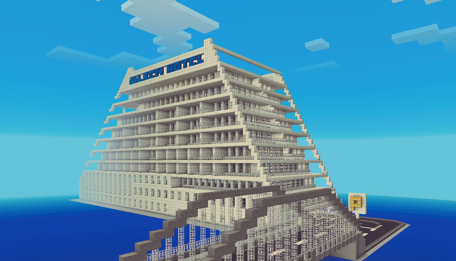 Craftboy マイクラpe 神戸にあるホテル風建物w マイクラpe マインクラフトpe 神戸メリケンパークオリエンタルホテル Minecraft街作成中