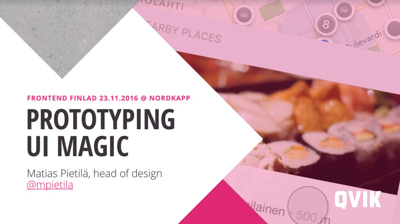 mpietila's tweet image. My slides for &quot;Prototyping UI magic&quot; are available now. Want to get the demo sources, let me know! @frontendfinland drive.google.com/file/d/0B1yf9v…