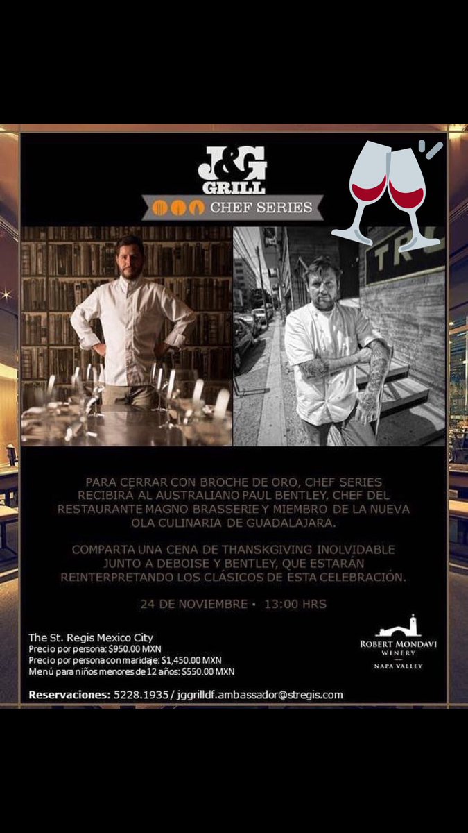 #HappyThanksGiving hoy en <a href="/JGGrillMexico/">J&G Grill México</a> #ChefSeries <a href="/PaulBentley1/">Paul Bentley</a> @olideboise <a href="/RobertMondavi/">🍷🍷🍷.RMW.eth</a> <a href="/lanegritamex/">Bodegas La Negrita</a> #LaDeli