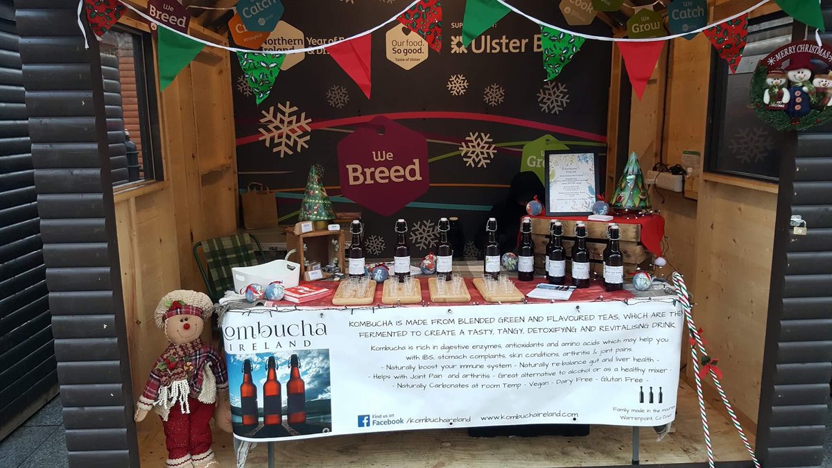 InfoKombucha's tweet photo. We are down at Belfast city hall today at the Christmas markets, we are the until 10pm this evening so come get your booch on. #foodni https://t.co/myCc9IWUNA