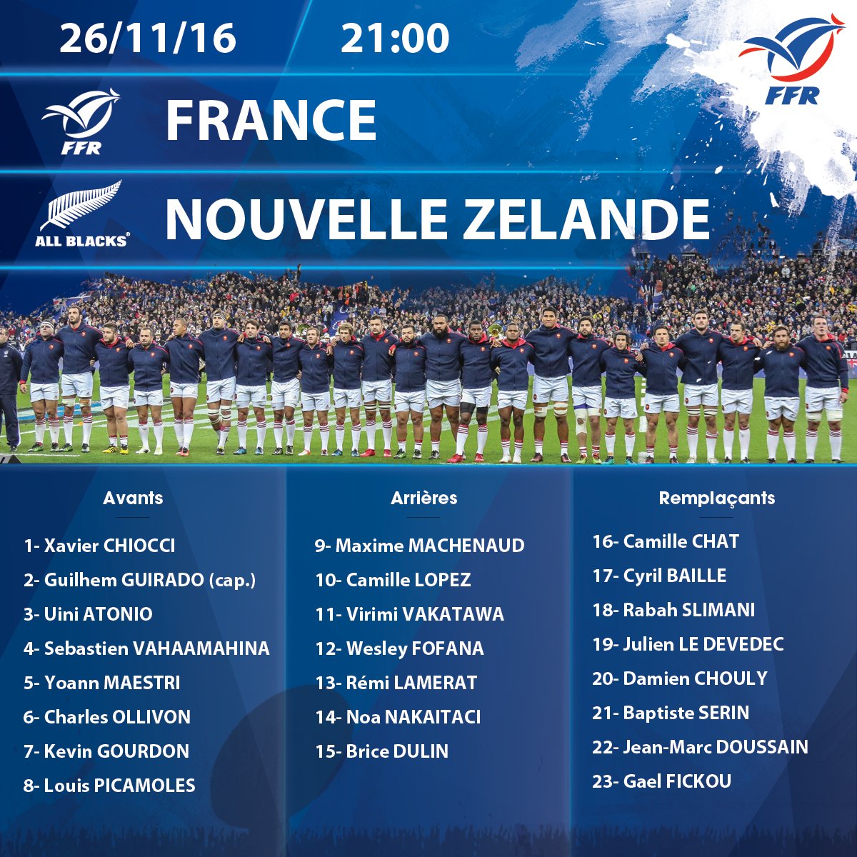 FranceRugby's tweet photo. #XVdeFrance Découvrez la composition d'équipe pour le choc de samedi! #FRANZL https://t.co/4wl8H22Zti