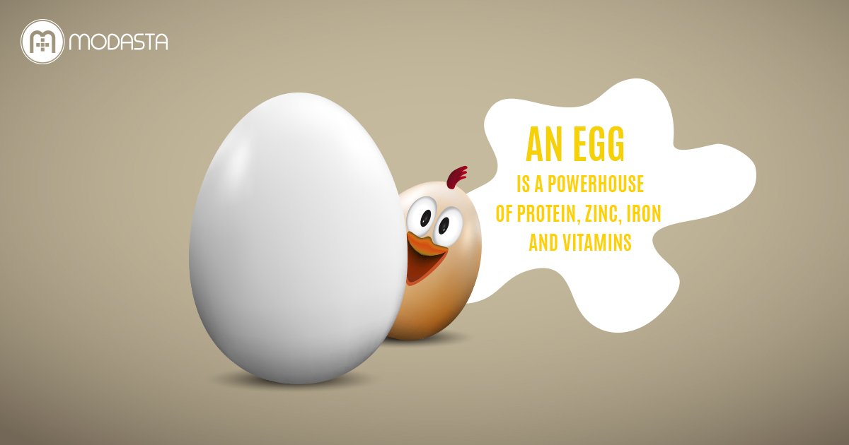 ModastaHealth's tweet photo. An egg contains 85 calories and helps you stay full for a long time. It keeps the metabolism high compared to cereals. #ModastaGyan https://t.co/FmLw3BPn6h