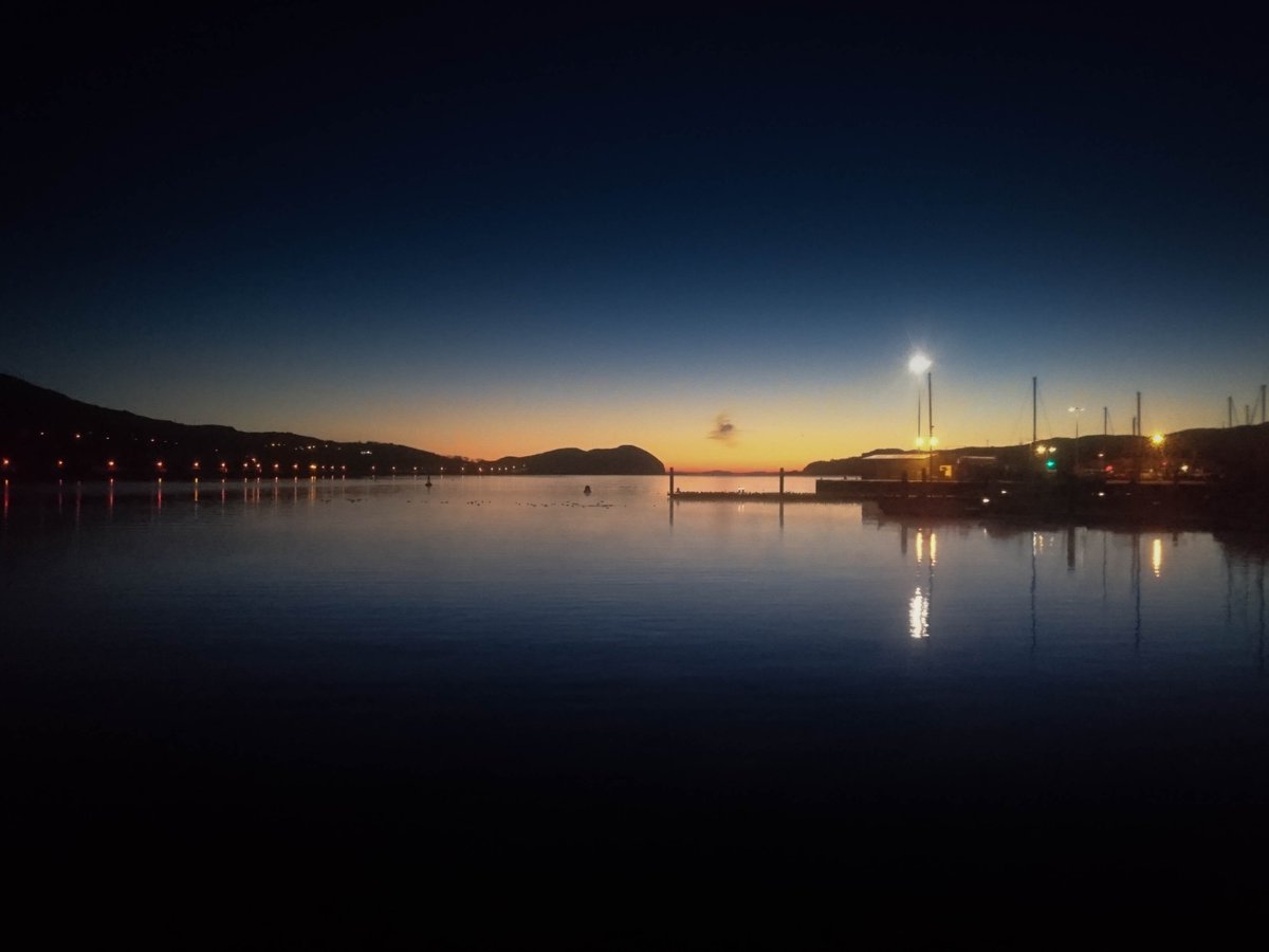 #Campbeltown and Davaar Island at sunrise this morning.