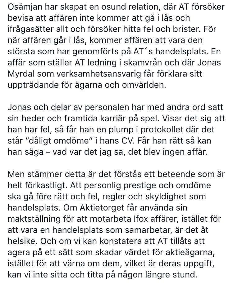 Privatekonom's tweet photo. #Aktietorget vs #InterfoxResources
Om @AktieTorget agerat fel så lär de få det hett om öronen. Drygt 3000 aktieägare inväntar besked. #ifox https://t.co/QJhAs1Rq7U