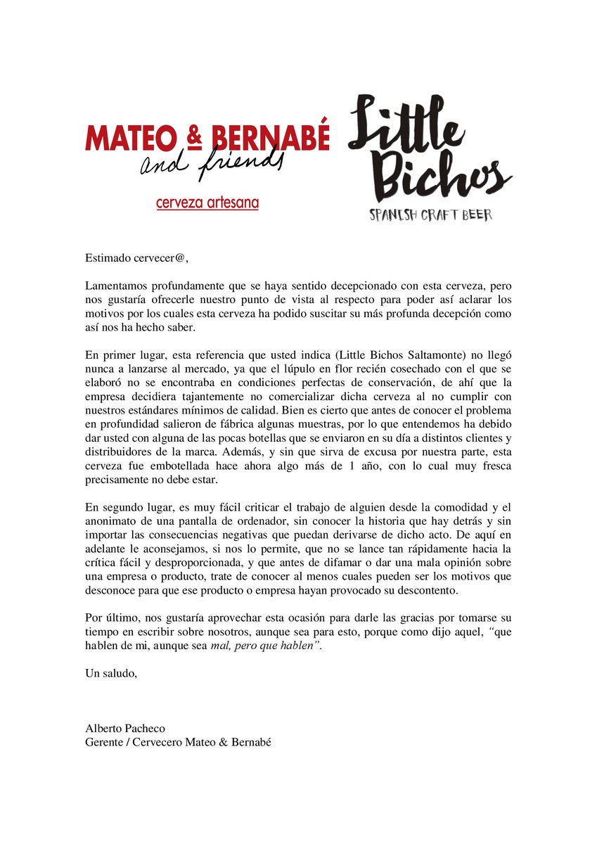 MateoyBernabe's tweet photo. Estimado @MundoBirruno, como la red social no permite extenderme demasiado, he adjuntado unas líneas que espero tenga la amabilidad de leer https://t.co/LHTwCQiO1e