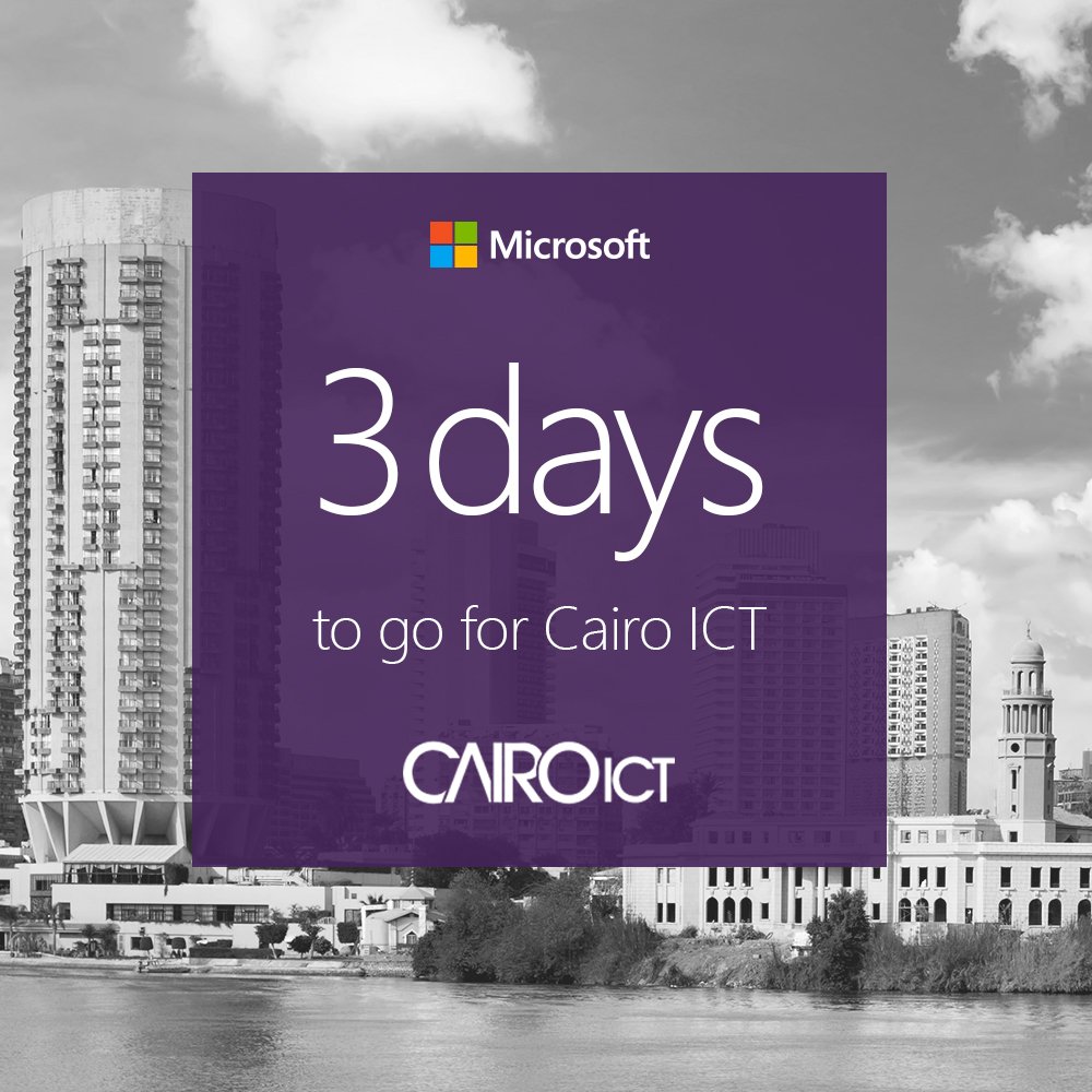 MicrosoftEgypt's tweet photo. متحمسين جدا لمشاركتنا السنة دى فى الدورة العشرين من Cairo ICT.
تابعونا للمزيد من التفاصيل! :) #MSICT2016 https://t.co/ypeI25XVuS
