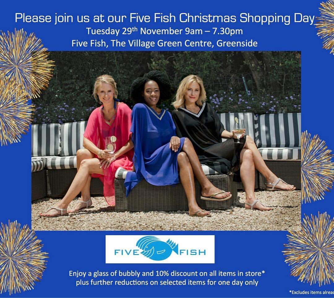 fivefishsa's tweet photo. Christmas/beach/holiday bargains next Tuesday! #summer2016 #fivefish #discounts #holidayshopping https://t.co/C3Z8tffhrN