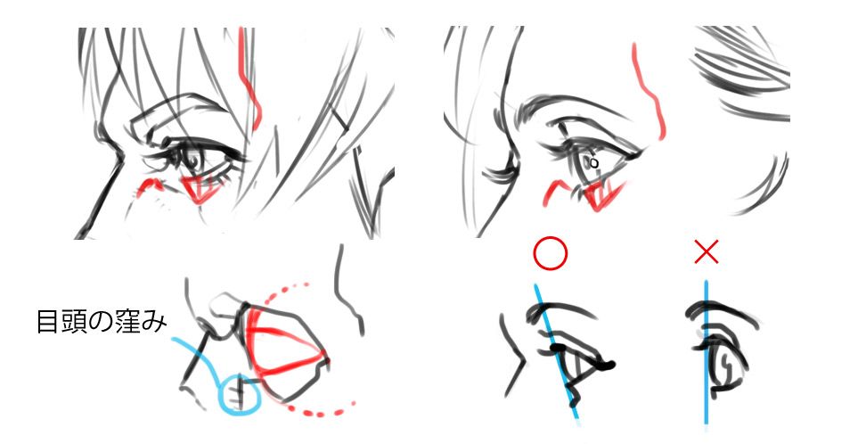 いちあっぷ By Mugenup クリエイティブ制作会社 リアル系の顔の描き方 目 パーツ だけでなく 眼球周辺の構造を理解し描きこむことで 全体のリアルな説得力を増すことができますよ 基本から徹底解説 正面顔と横顔の描き方 いちあっぷ講座