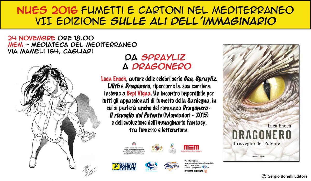 Ci vediamo stasera alle 18 alla @XmemCagliari per parlare con il fumettista Luca Enoch!