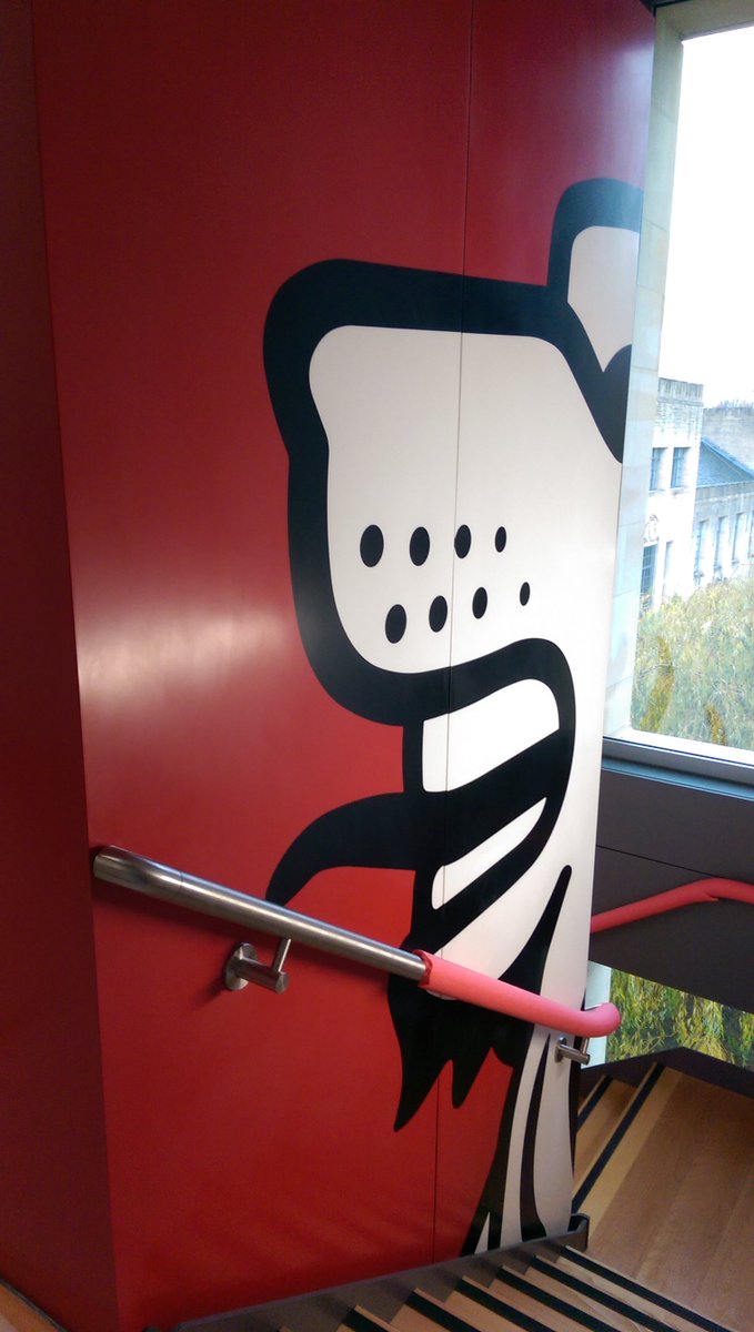 Clarendonfab's tweet photo. @KingerleeLtd @ St Anne's College Oxford Coat of arms wrapped around the Lift Shaft in #Corian https://t.co/9emZ4KxkdG