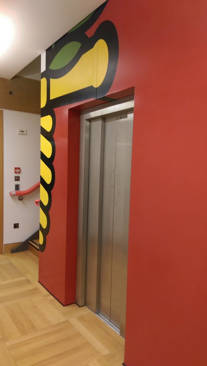 Clarendonfab's tweet photo. @KingerleeLtd @ St Anne's College Oxford Coat of arms wrapped around the Lift Shaft in #Corian https://t.co/kkdSJl9xHt