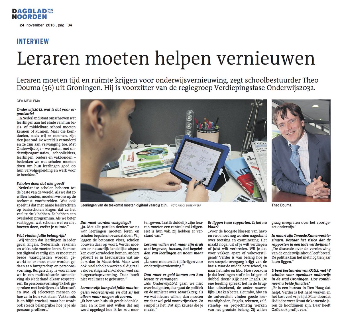 Interview @GeaDvhN met <a href="/TheoDouma_/">Theo Douma</a>  over <a href="/Onderwijs_2032/">Kelly Anne Smith</a>
