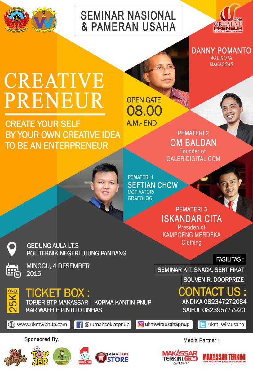 Yuk Buruan daftar di Seminar Nasional Wirausaha | 4 Desember 2016
Banyak doorprize menanti anda smw