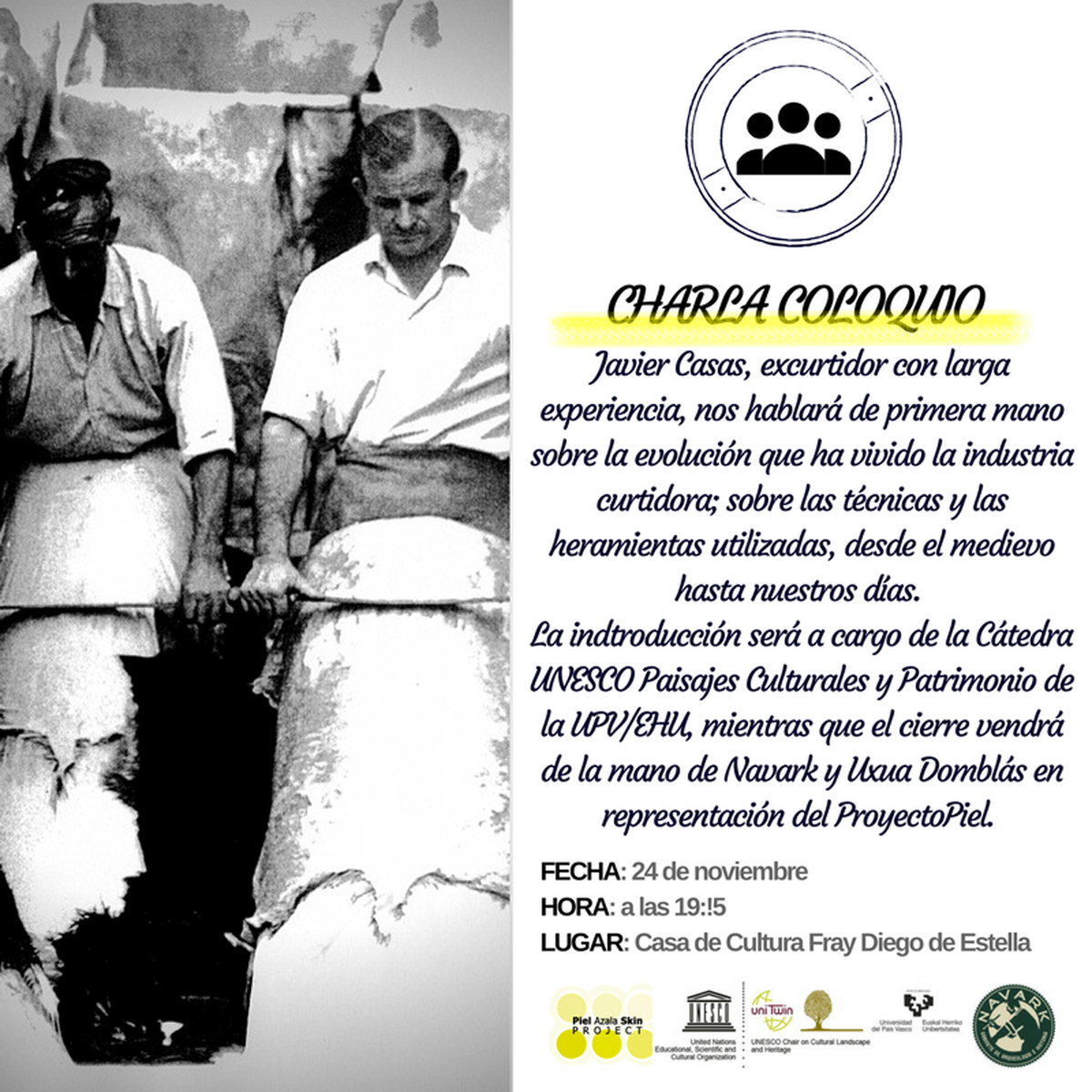 uxuadomblas's tweet photo. Hoy tendré el gusto de hablar sobre 'La Industria Curtidora en #Estella'con miembros del Ayto,de la @Catedra_CLH,de Navark y Javier Casas... https://t.co/1EnuYaRyAx