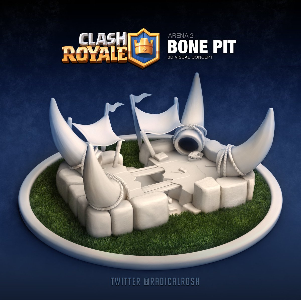 RadicalRosh's tweet photo. Bone Pit Arena from #ClashRoyale 3D Concept Art. #ThrowbackThursday #Throwback #bonepit #clashart @ClashRoyale https://t.co/l8oIiyytSj
