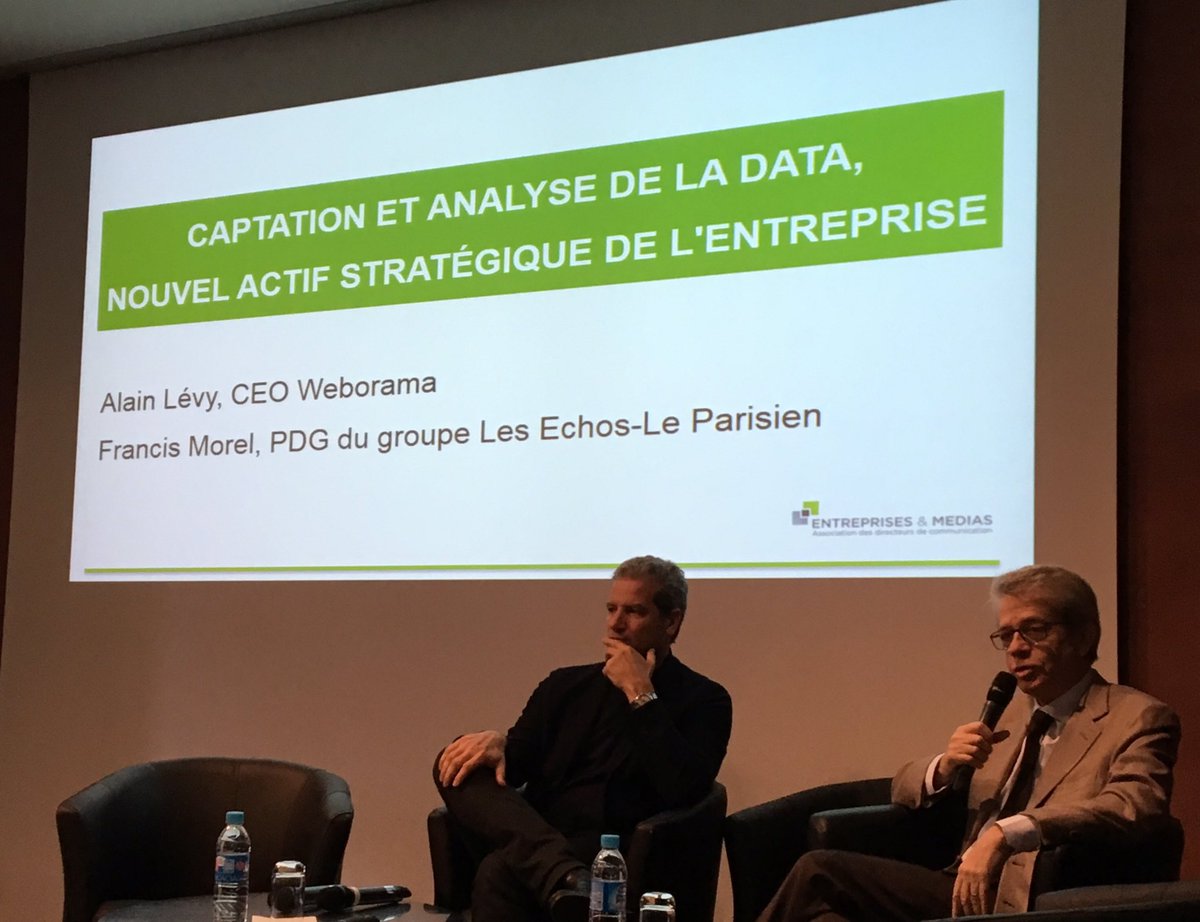 La data, actif stratégique de toute entreprise, démonstration passionnante d'<a href="/alainwebo/">alain levy</a> et de Francis Morel de <a href="/LesEchos/">Les Echos</a> avec <a href="/EM_Dircom/">Entreprises et Médias</a>