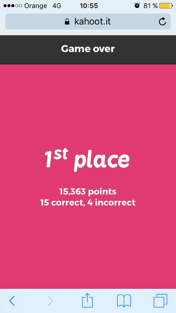 sandramasa0888's tweet photo. Genial juego el de @GetKahoot que hicimos hoy en #HASyTS16 Primera posición 👌🏾 https://t.co/XLp3s1nJKs