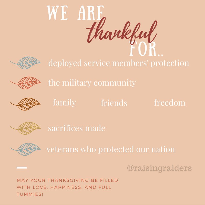 Raising_Raiders's tweet photo. #HappyThanksgiving thinking of evry1 w a #Raider deployed we immensely appreciate you #raisingraiders #alwaysbesideyou #raiderwiferaiderlife https://t.co/amufRUmUIJ
