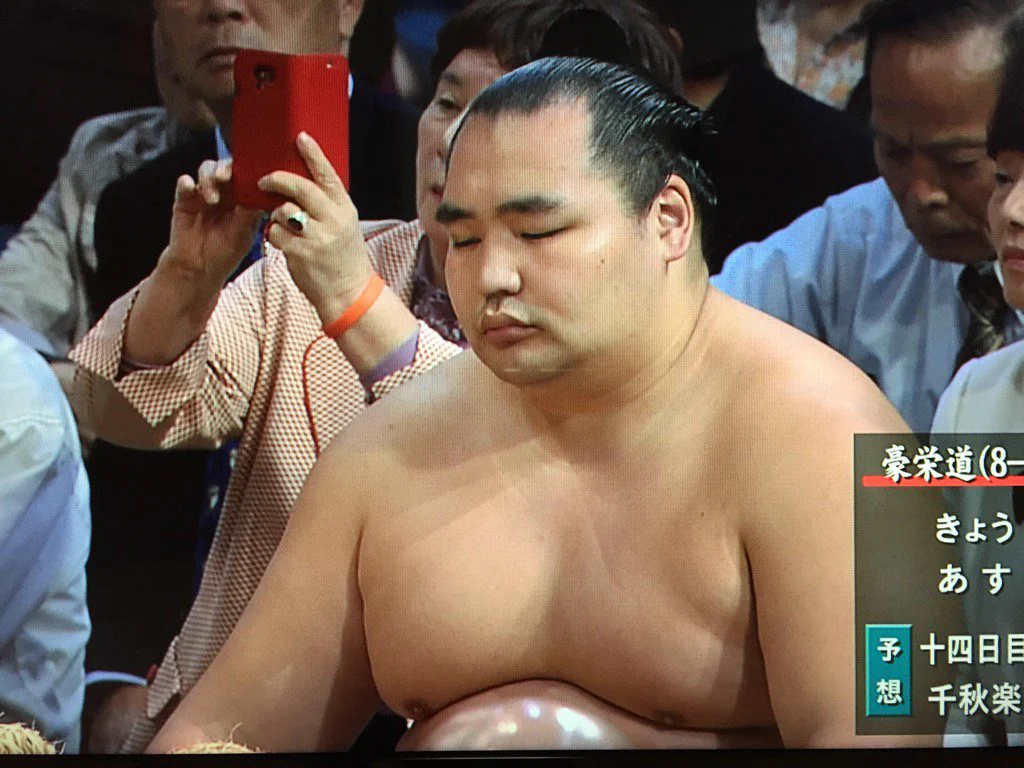 鶴竜のお腹が妙にテカテカしてると思ったら…審判長のハゲ頭だったｗｗｗ