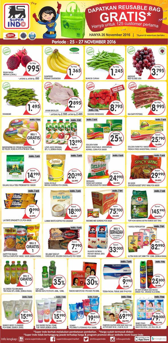InfoSuperIndo's tweet photo. Super Indo Super Segar! Berikut promo koran Kompas (edisi 25-27 November 2016). Happy shopping! Info: https://t.co/aCxIypmwUO https://t.co/0NFdzGLeNI
