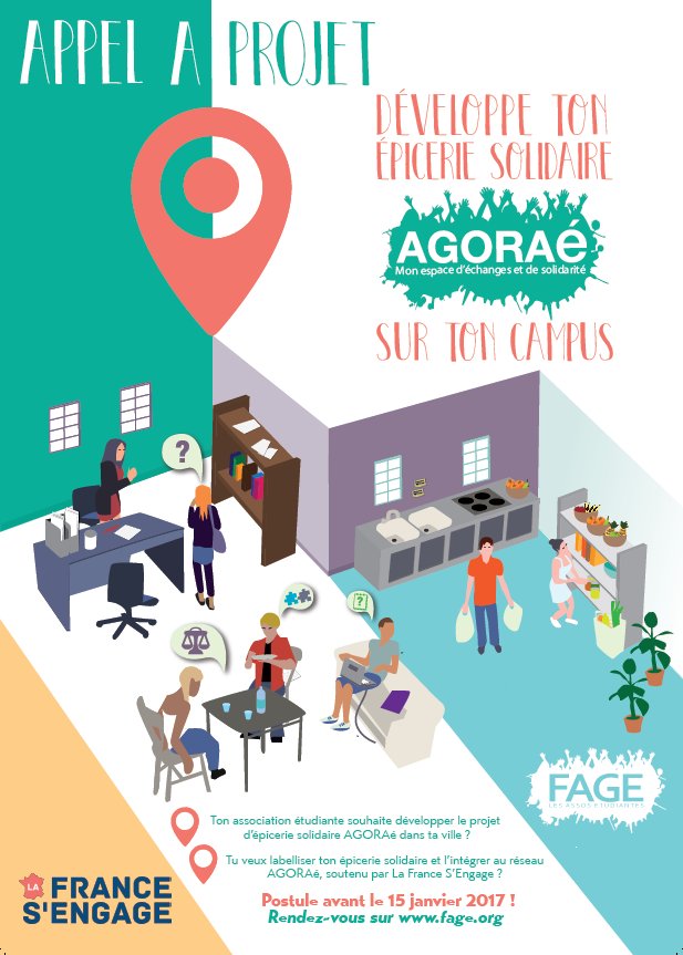 Soutenue par <a href="/LaFrancesengage/">La France s'engage</a>, #La_FAGE vous aide à monter votre #epiceriesolidaire  #AGORAé sur vos #campus > bit.ly/2frIGzO