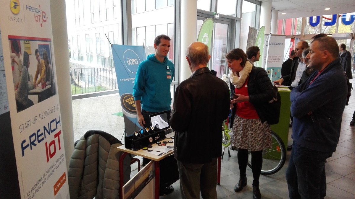 PironTristan's tweet photo. #IoTAngersESEO Un monde fou sur le stand #frenchiot cc @HelloMeyko @MyJimo @SounderBox @42factory @FJouron https://t.co/24yzzZiYsU