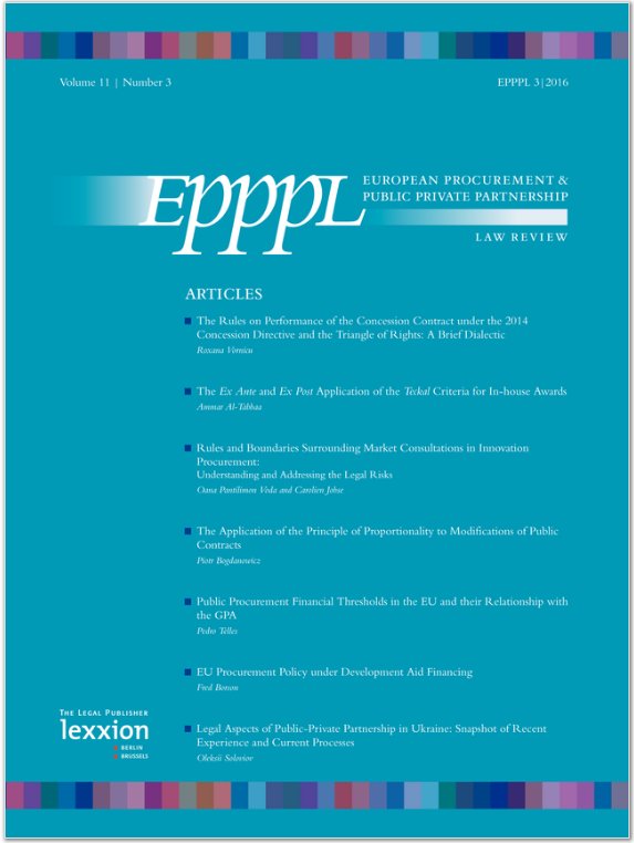 lexxion's tweet photo. .@lexxion's European Procurement & Public-Private Partnership Law Review 3/2016 is now available https://t.co/p5XUjWtQDH | #EPPPL10 https://t.co/QCik1SZrfv
