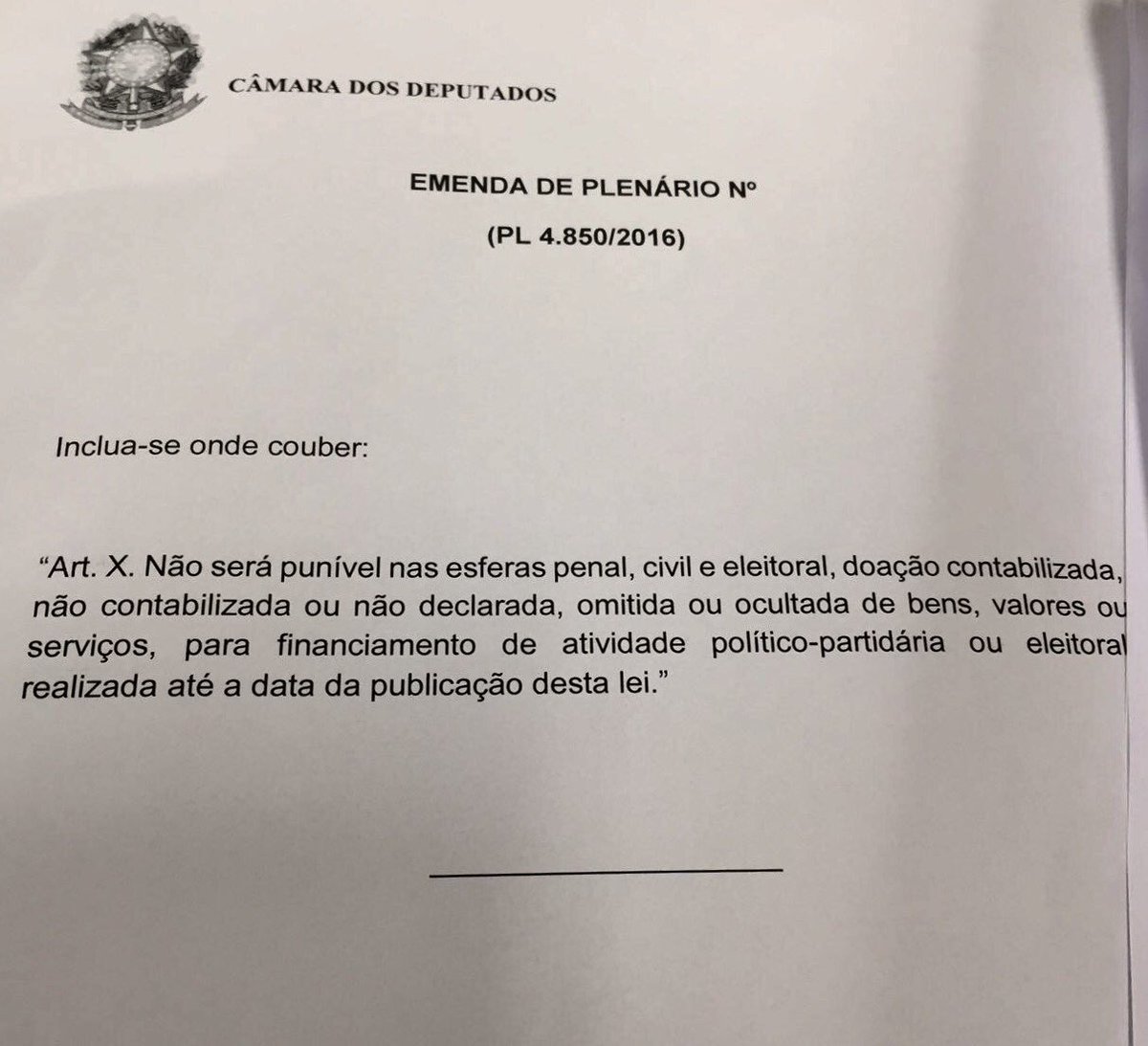 VillaMarcovilla's tweet photo. #blogdovilla Este é o artigo que pretende "anistiar" o caixa 2. https://t.co/8oVwDdq48Y