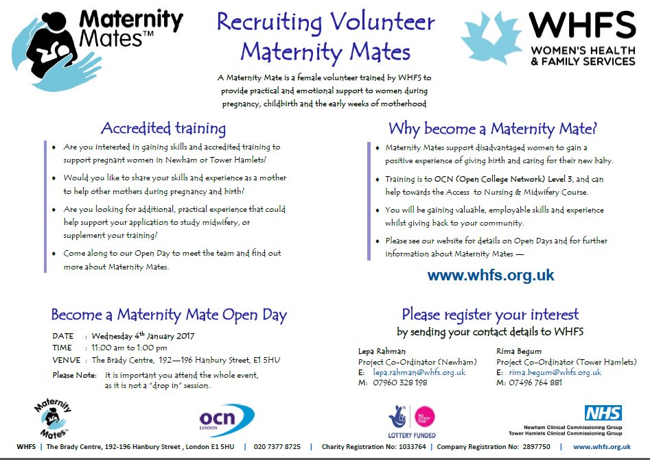 x_JazzyM_x's tweet photo. The #MaternityMates looking for vols to provide practical &amp; emotional support to women in #Newham #TowerHamlets during pregnancy &amp; beyond https://t.co/SXznUNyaTW
