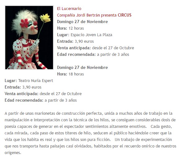 Artes escénicas | 'Circus' 
• Espacio Joven La Plaza: 12:00h
• Teatro Nuria Espert: 18:00h
#Fuenlabrada