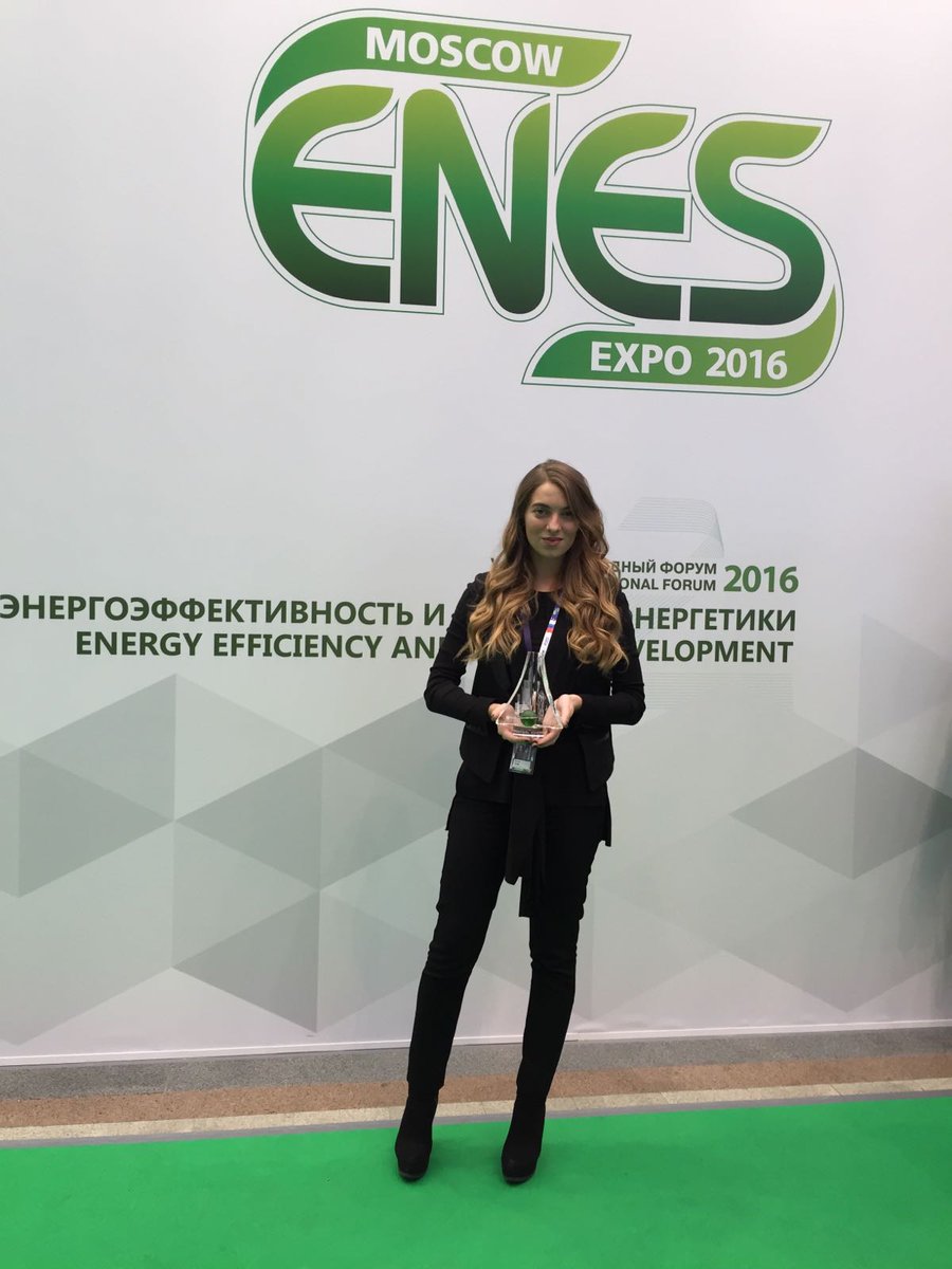 ScottBrownrigg's tweet photo. Anna Kulik, Associate @ScottBrownrigg collecting our award for ‘Best Foreign Practices in Energy Efficiency’ Russia #enes2016 https://t.co/ZH0WvkOb8d