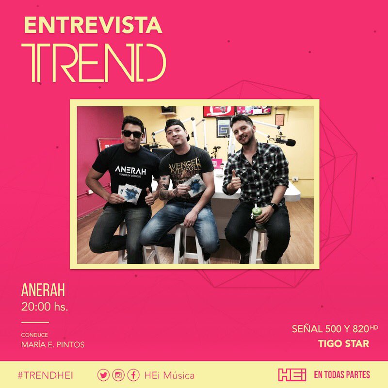 anerahmusic's tweet photo. Hoy a las 20hs. @heimusica 📺
#PoneHei #TrendHei #HeiTv #VersosEnCodigos en @HRCAsuncion https://t.co/nCPymKMjk3