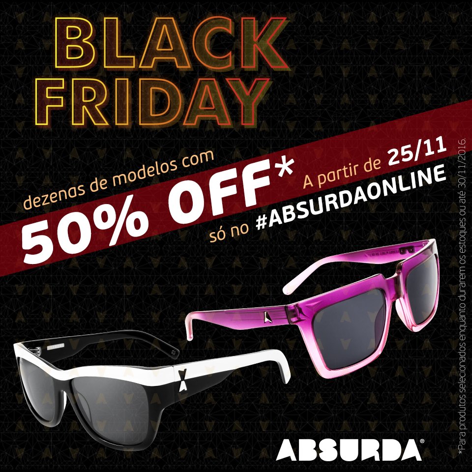 absurdabrasil's tweet photo. por isso, serão mais de 50 modelos de sol e grau com até 50% de desconto | tudo isso a partir de amanhã só no #ABSURDAONLINE https://t.co/0qThQ1TP8j