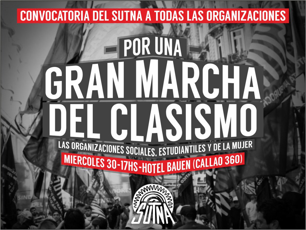 Crespo_Ale_M's tweet photo. Este miércoles 30 el clasismo se reúne en el Bauen para impulsar una gran marcha para el 20 de diciembre a 15 años del Argentinazo. https://t.co/ETv0478zvM