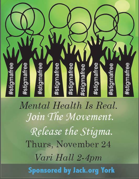 jackdotorg_york's tweet photo. Come by our Tent today in Vari Hall from 2-4pm to get some free swag and help end the stigma surrounding mental health #nomoresilence https://t.co/GYe01Vezu2
