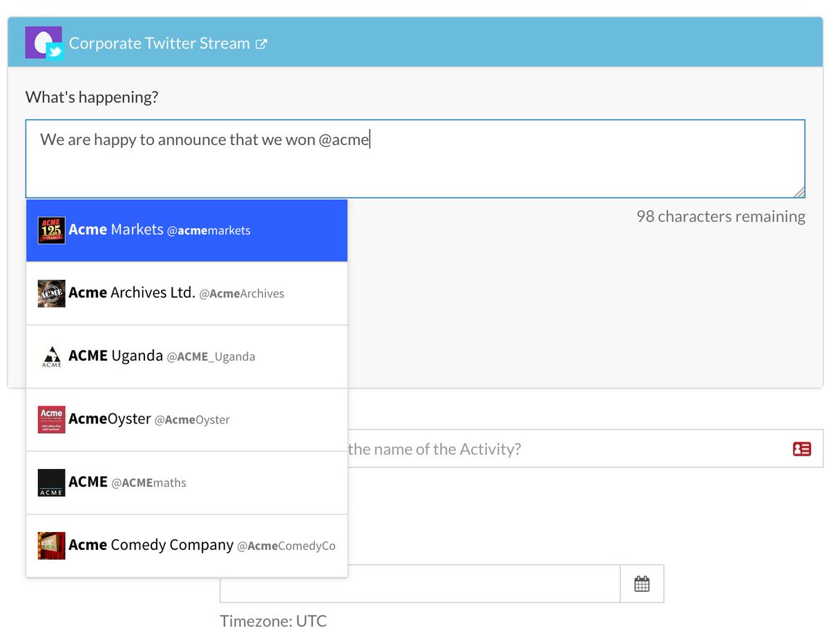 campaignchain's tweet photo. Auto-complete of Twitter mentions will be included in our upcoming 1.0.0 release. #opensource #twitter #socialmedia #martech https://t.co/7jrnYY1g7F