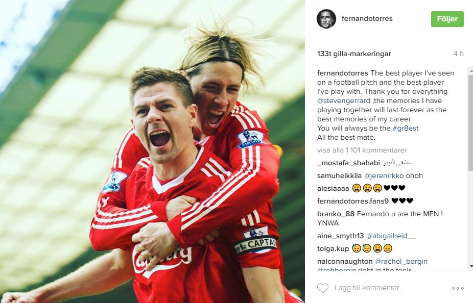 ViktorFagerLFC's tweet photo. Fernando Torres on Gerrard. Tears. https://t.co/v5QUvQ9S4K