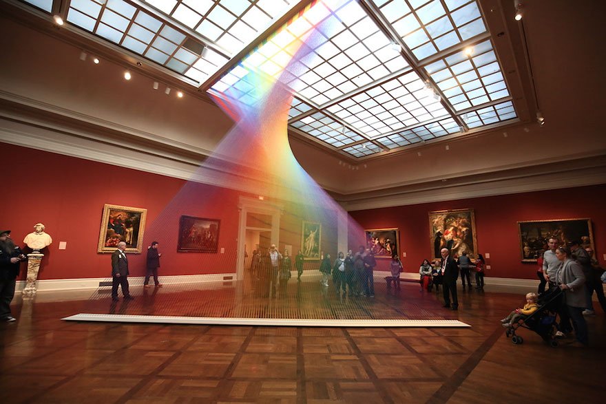 madainews's tweet photo. Migliaia di fili di lana per auto-crearsi l'arcobaleno...#madai
by #GabrielDawe, Toledo Museum of Art, in Ohio https://t.co/Xjcrm46KQy