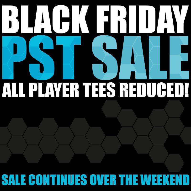 Brilens's tweet photo. PST Black Friday Sale!
Our Gary Roberts and Conor Chaplin Tshirts will be reduced from tomorrow. Snap them up while you can! #blackfriday https://t.co/F1UpNKGWGC
