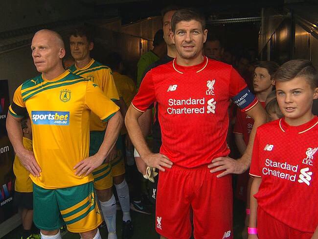Great to see this <a href="/LFC/">Liverpool FC</a> legend Gerrard in action against <a href="/Legendroos_AUS/">Legendroos(TM)</a> back In Jan in Sydney with <a href="/RobbieSlater17/">Robbie Slater</a> Thanks for the memories