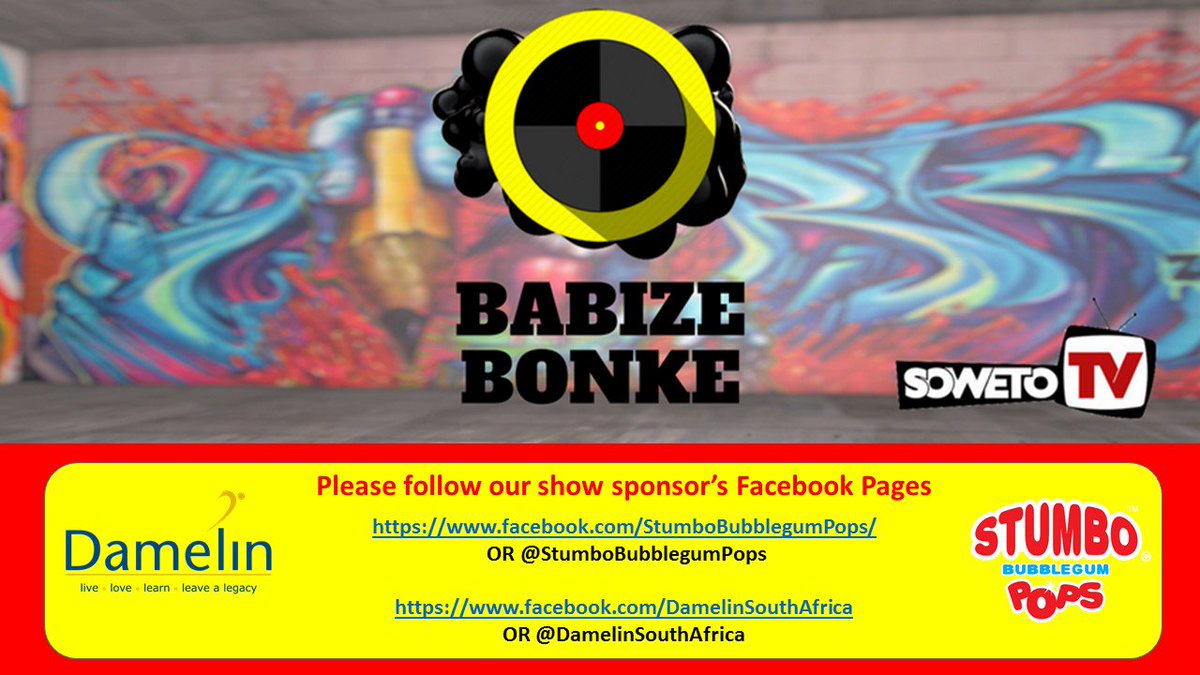 BabizeBonkeTV's tweet photo. Please LIKE &amp; SHARE our SPONSORS Facebook Pages @DamelinSA  @StumboLolliPops @Large_TheDj  @ShyaneK_ #MusicShow  #Music #BabizeBonke #TV https://t.co/CZa7wirl4S