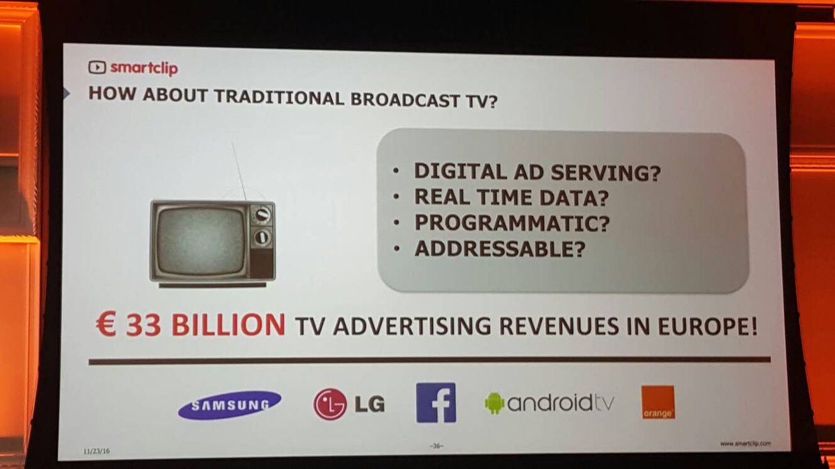 ygaudry's tweet photo. RT @MbaMci: LT 33 billion € TV advertising revenues in Europe #netineo #programmatiqueTV https://t.co/sQ0VQFR3Lo