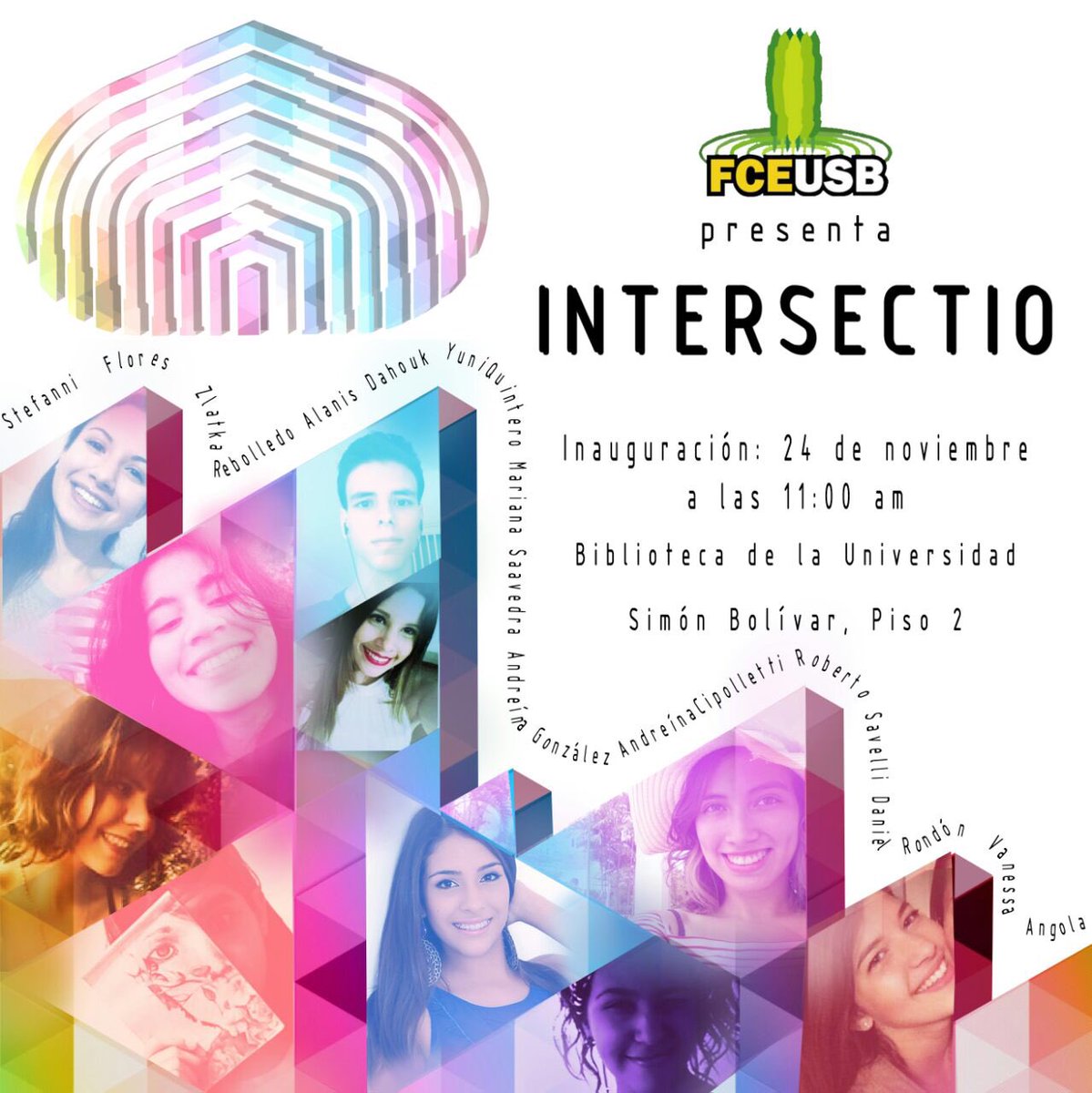 FCEUSB's tweet photo. Acércate hoy al mediodía a Biblio Piso 2 para conocer las obras de algunos de nuestros Uesebistas en #Intersectio #USBve https://t.co/sm0OEwXDTx