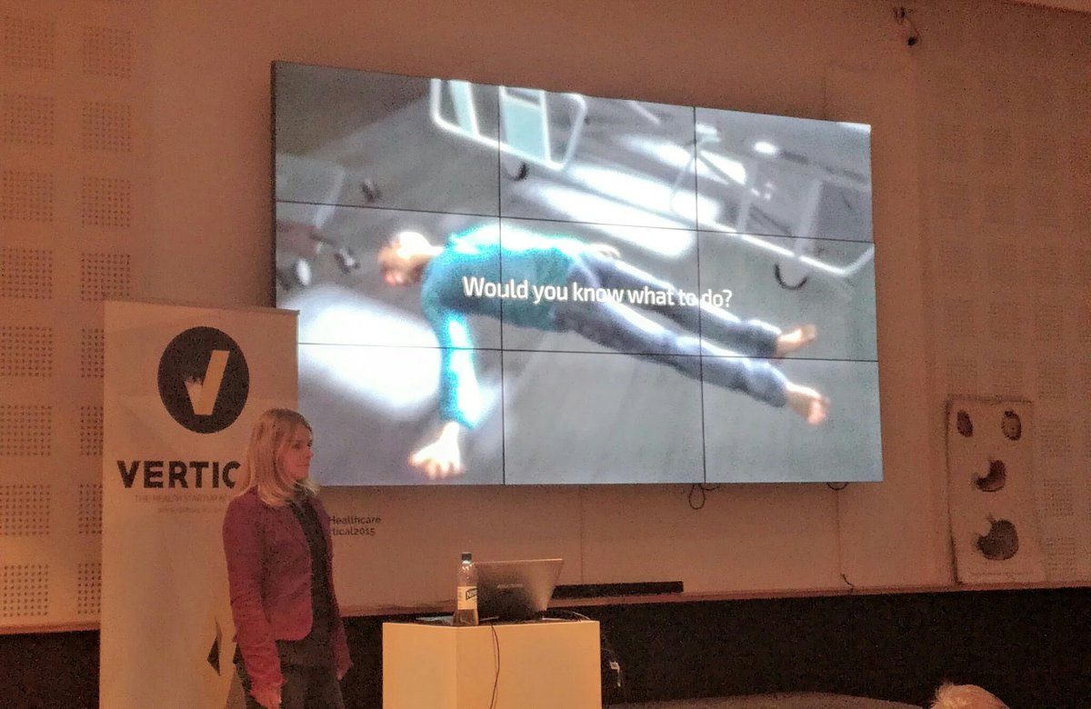 practigame's tweet photo. Our CEO Jaana-Maija Koivisto pitching for #fihta at @VerticalVC #healthtech #healthcare #education #games https://t.co/NGZzq2461K