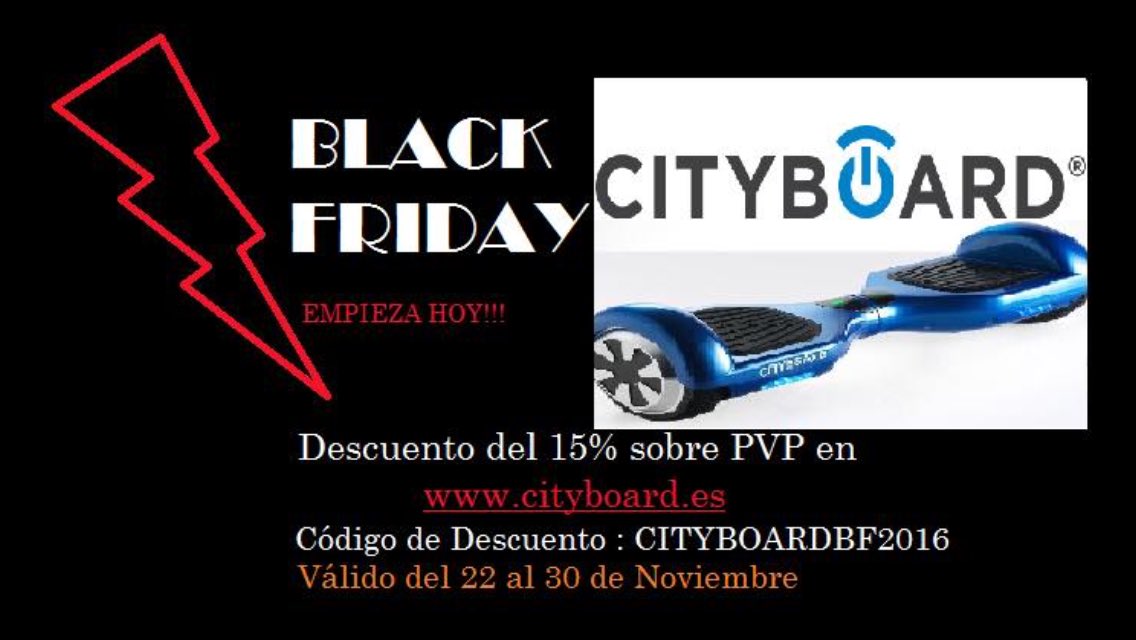 El #blackfriday de Cityboard ya ha empezado. Aprovecha el 15% de descuento en cityboard.es. código: CITYBOARDBF2016.